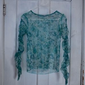sheer floral shirt